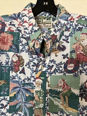 Reyn Spooner Mele Kalikimaka Mint Cond 2004 Hawaiian Shirt  M Santa Surfing Hula • $48.50