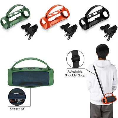Silicone Cover Sleeve With Shoulder Strap For JBL Charge Essential 2 Charge 4 • $24.01