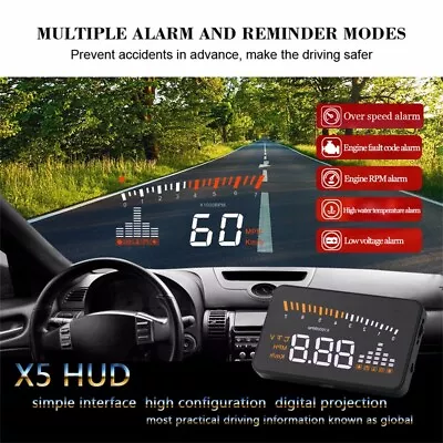 Car Gps Obd2 Model Hud Head Up Display Speedometer Projector Over Speed Alarm • $37.45