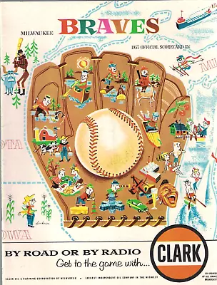 1957 Dodgers At Braves Program (Aug. 4) W/Aaron Mathews HRs And Koufax 1 IP EX+ • $38
