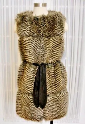 Mcginn Faux Fur Vest With Sash Tie Belt Lined Size S/M NWT $360 • $150