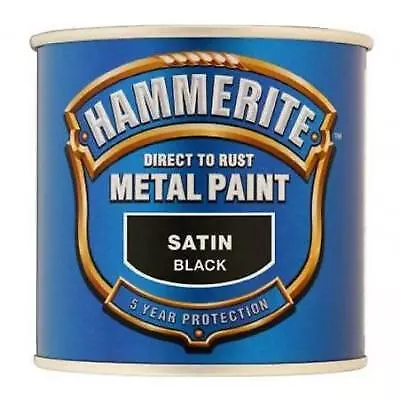 Hammerite Satin Finish Paint Black 250ml 5084904 • £10.27