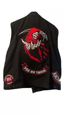 Grim Reaper Biker Vest Black Denim             NOT  A  Club  Emblem • $75