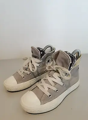 Girls / Youths Converse All Stars High Tops Grey Trainers Shoes Size UK 12 EU 30 • £15.99