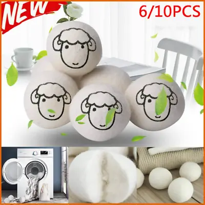 6/10X Reusable Wool Tumble Dryer Ball Natural Laundry Pactical Clean Set Uk • £3.99