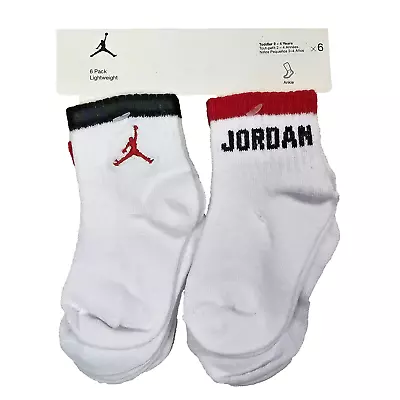 Nike Air Jordan Jumpman 6-Pair Lightweight Ankle Socks 2-4yr TODDLER 3C-7C White • $14.99