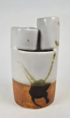 Unusual Twin Spouted Studio Pottery Stoneware Vase Impressed Seal • £5