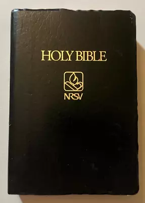 Vintage 1989 NRSV New Revised Holy Bible Black Leather Cover - Thomas Nelson VG • $12.99