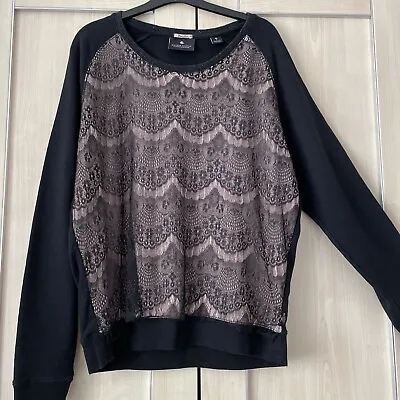 Maison Scotch Boudoir Black Top With Lace Detail Size 2 • £10