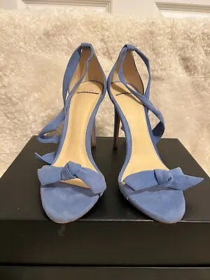$175 • Buy Alexandre Birman Clarita Knotted Suede Sandals Light Blue Bow Detail 37