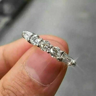 $160.40 • Buy 14k White Gold Plated Silver-lab Created Diamond Women's Band Wedding Band Ring.
