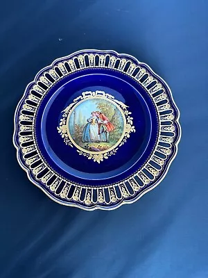 Antique Meissen Porcelain Cobalt-blue Ground Reticulated Cabinet Plate • $1249.99