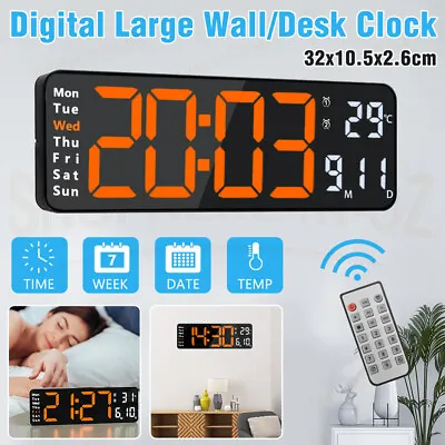 Large Jumbo Wall Digital Clock Modern LED Desk Room Table Calendar Temperature • $29.85