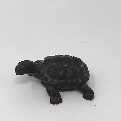 Small Cast Iron Sea Turtle Figurine Statue Garden  Brown Vintage • $14.99