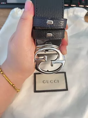 Gucci Interlocking GG Palladium Buckle Reversible 34’’ USED • $260