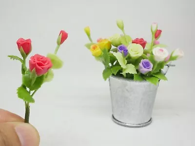 1 Pc Miniature Rose Flower Clay Dollhouse Handmade Decor 1:12 Scale #1 • $1.96