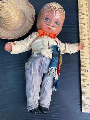 Antique Doll  From Mexico 1930s With Original Accessory Hat • $0.99