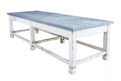 Large Early 20th Century Pine And Zinc Industrial Table • $6092.07