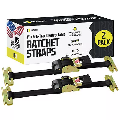 2 Retractable Ratchet Straps For E Track - 1  X 6' - Boats ATVs Motorcycles • $32.99