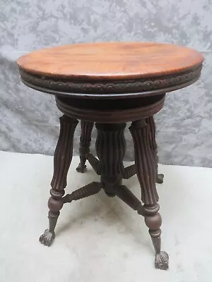 $183.75 • Buy Antique 1800s Piano Organ Stool TONK Cast Iron Oak Ball And Claw Feet Spinning