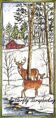 DEER Forest Cabin Stream Scene Wood Mounted Rubber Stamp NORTHWOODS O10135 New • $15.25