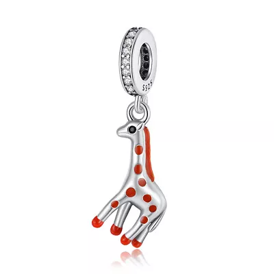 Real Red Spotted Little Moose Dangle 925 Sterling Silver Women Bracelet Charm • $16.98