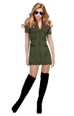 Top Gun 80s Costume Army Aviator Dress Fighter Pilot Air Force Ladies Costume • $64.99