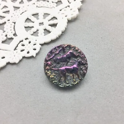 Vintage Dog Button Iridescent Carnival Glass 3/4  Self Shank Sewing Clothes • $12.79