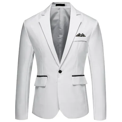 Men Suit Blazer Jacket Coat Tops Dress Business Work One Button Formal Suits _A • $18.77