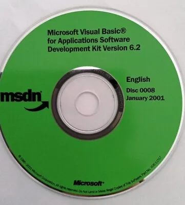 Microsoft Visual Basic For Applications (VBA) Software Development Kit 6.2 • $9.99