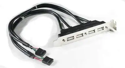 Dual 9 Pin Motherboard Header 4 USB 2.0 Port Cable Rear Bracket Intel Expansion  • $8.35