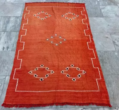 Vintage Moroccan KilimWool KilimSabra KilimTraditional Kilim 3x5 Ft Free Ship • $200