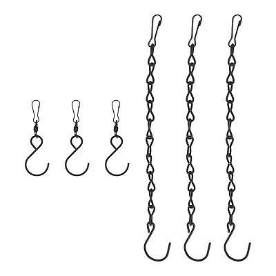 20pcs Black Hanging Chains Black Swivel S Hooks Garden Decorative Ornaments • £9.85