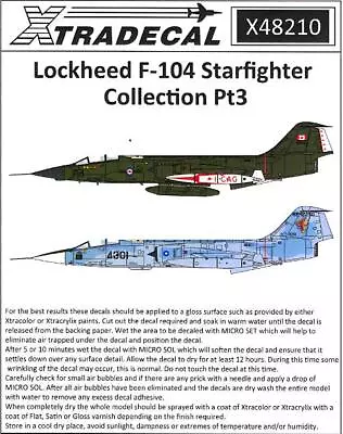 Xtra Decals 1/48 LOCKHEED F-104 STARFIGHTER COLLECTION Part 3 • $14.99