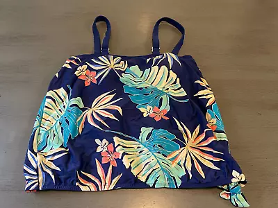 LEAVES Blue MAXINE OF HOLLYWOOD    Swimsuit Top TANKINI Size 10 • $0.99