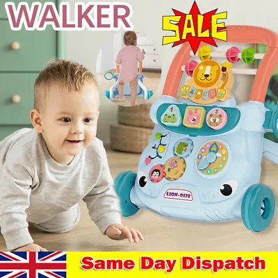 2in1 Baby Walker First Steps Activity Bouncer Musical Toy Car Push Along Ride On • £21.99