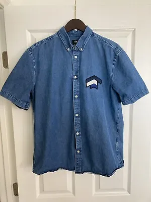 H&M Jean Shirt Mens Size Large W Patch In Blue • $16.99