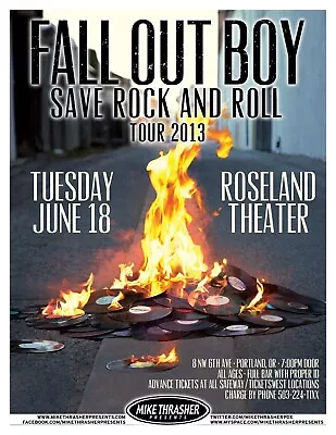 FALL OUT BOY  SAVE ROCK AND ROLL TOUR 2013  PORTLAND CONCERT POSTER - Pop Punk • $31.14