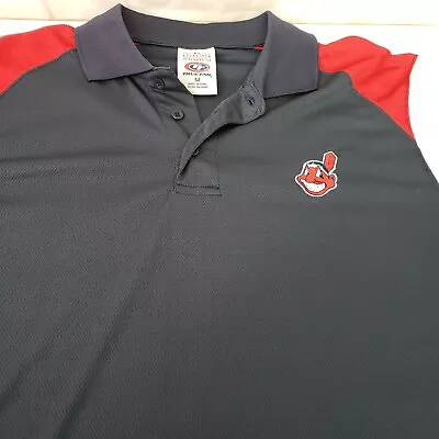 True Fan Cleveland Indians Chief Wahoo Red White Blue PoloGolf Shirt MLB SzM EUC • $12.99