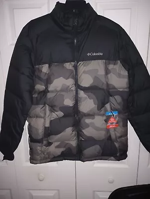 Columbia Men's Pine Lake Omni Heat Puffer Coat Jacket Size Small Black/Camo NWT • $59.99