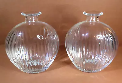 (2) Mikasa Crystal Barware Diamond Fire Ribbed Decanters No Stoppers 6  Tall • $24.50