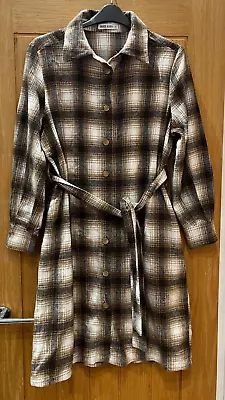 Grace Karin Womens Check Tartan Print Long Button Up Shirt Tunic Dress Top Uk 14 • £0.99