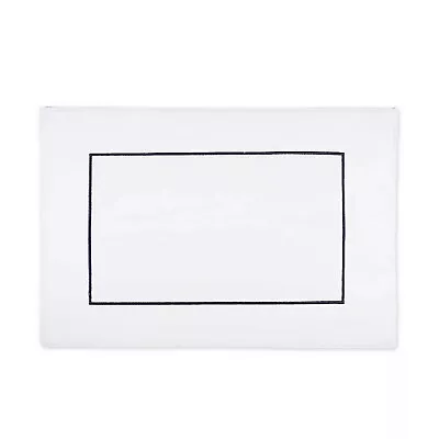 New WHITE Wamsutta NAVY BARATTA STITCH 100% Turkish Cotton 24 X36  BATH TUB MAT • $34.97