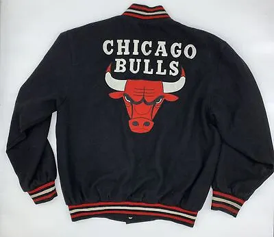 Chicago Bulls Reversible Embroidered Wool Letterman Jacket Jeff Hamilton Men L • $49.99