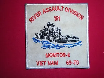 Vietnam War Patch US Navy RIVER ASSAULT DIVISION 151 PBR MONITOR-6 VIETNAM 69-70 • $11.18