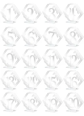 1-20 Acrylic Wedding Table Numbers Cards Stands With Holder For Party Decor • £10.54