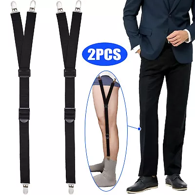 2X Shirt Stays For Men Women Y-Style Adjustable Elastic Garters Holders Non-Slip • $10.98