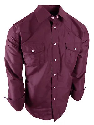 Mens Western Rodeo Cowboy Shirt Color Match Stitch Design Pearl Snap Up Pockets • $26.95