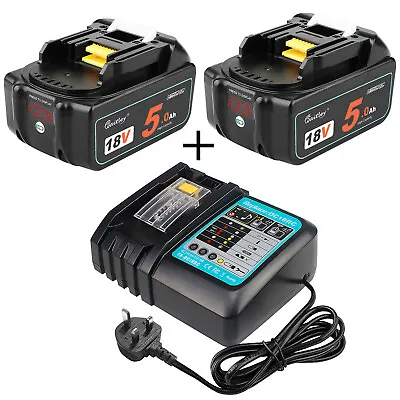 2X For Makita 18V 5.0A Li-ion Battery BL1830 BL1840 BL1850 BL1860 DC18RC Charger • £53.99