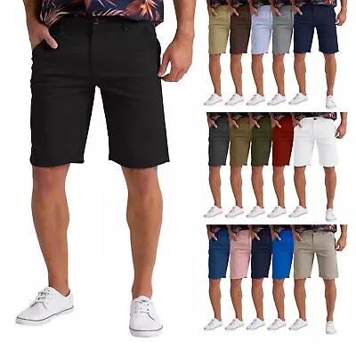 Mens Stretch Chino Casual Slim Fit Golf Summer Beach Comfort Shorts Half Pants • $15.99